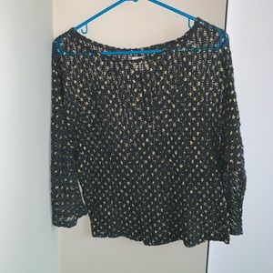 Navy blue and gold top from Zara